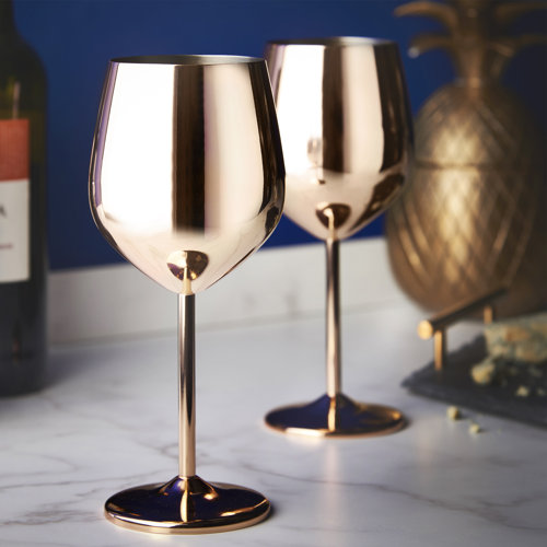 VonShef 16oz. Stainless Steel Wine Glass Set & Reviews Wayfair